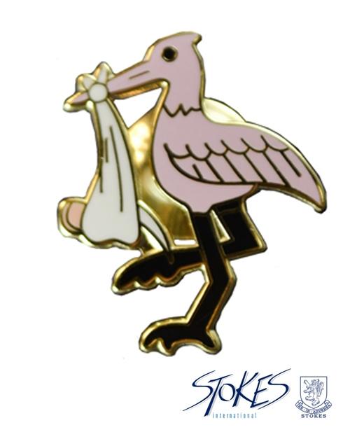 Blue or Pink STORK Bird Pins - LF52