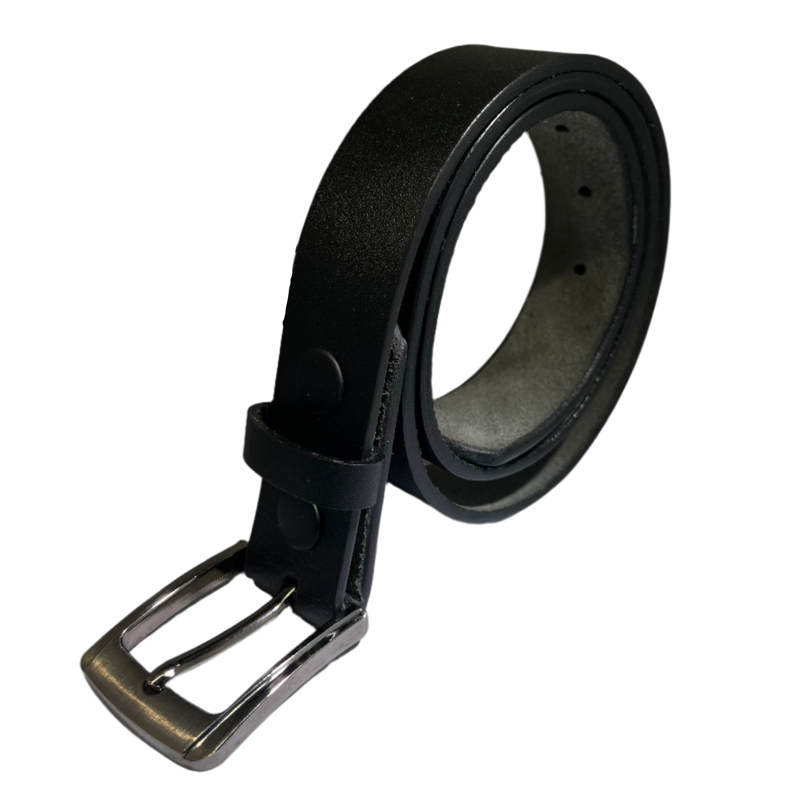 BLACK Leather Belt With Buckle - BT06