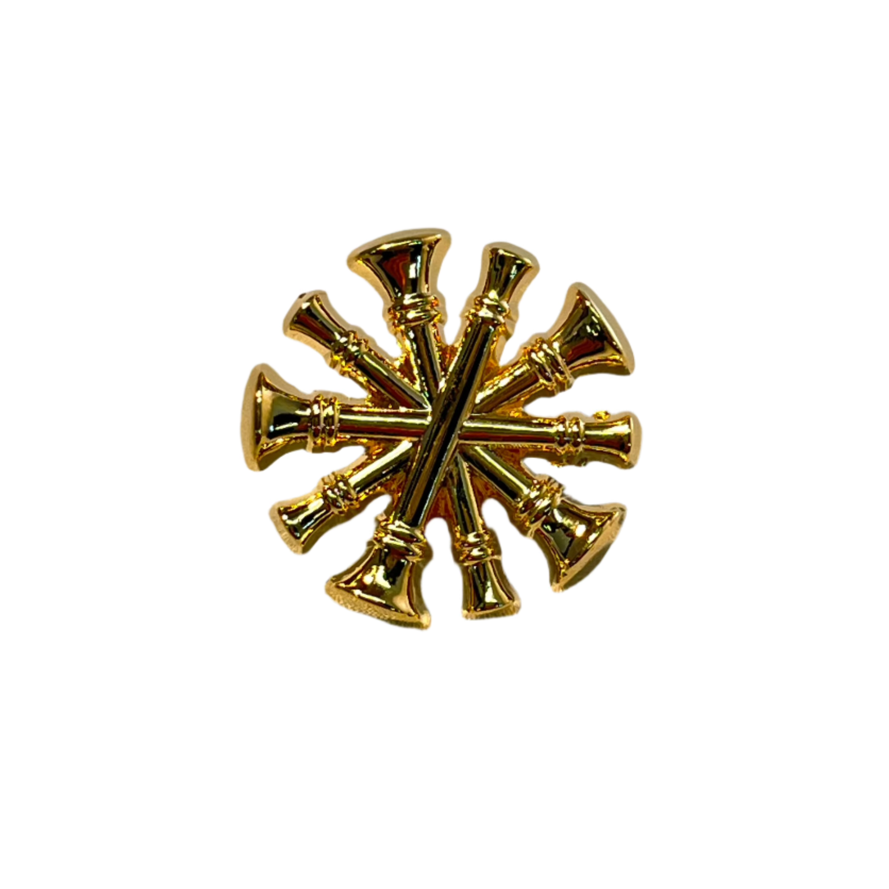 Fire Chief 5x Trumpet Cut Out Gold Pin