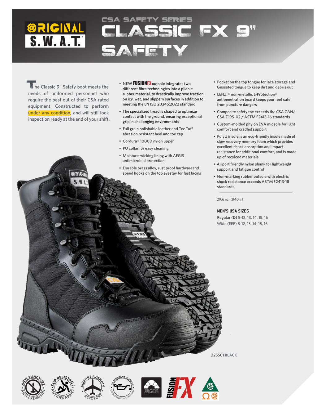 S.W.A.T. CLASSIC 9 Safety CSA Boot - 225501