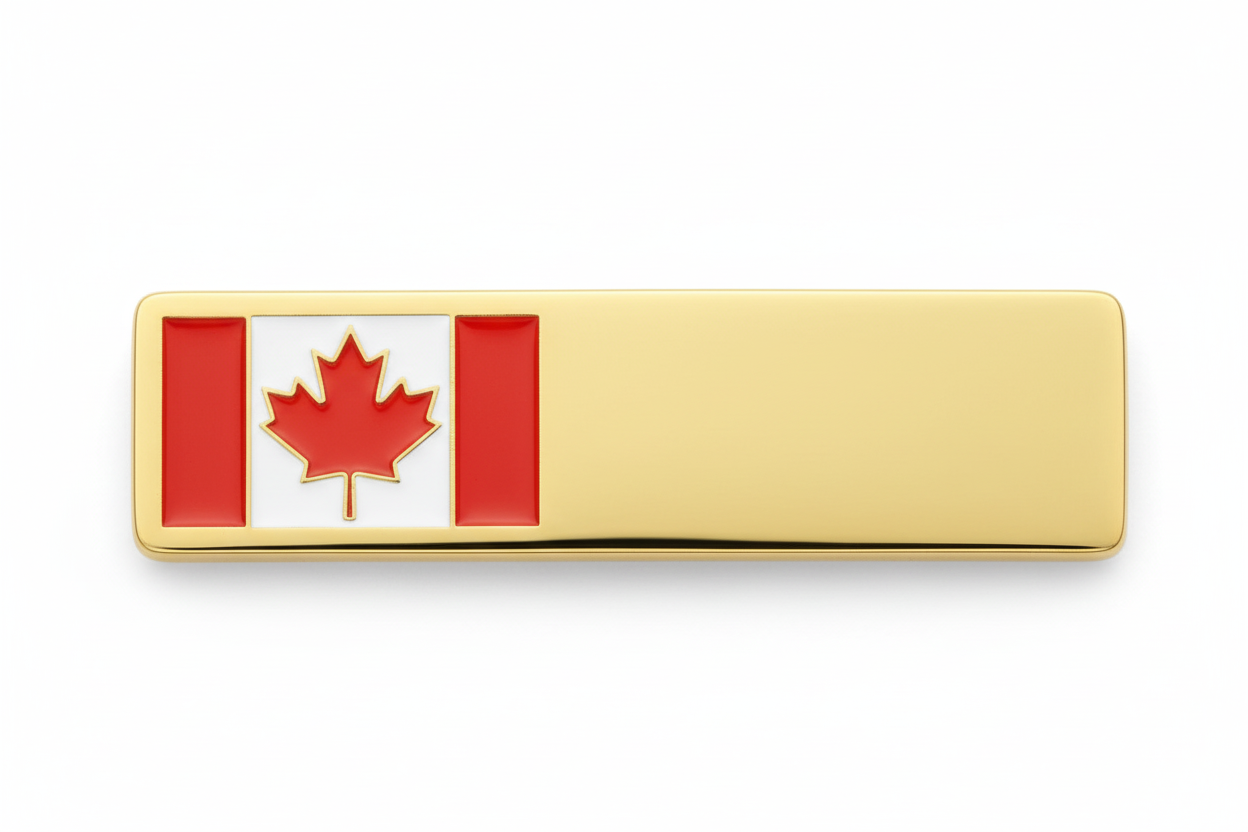 NB27G2 CANADA Flag Gold Name Bar 2 Lines