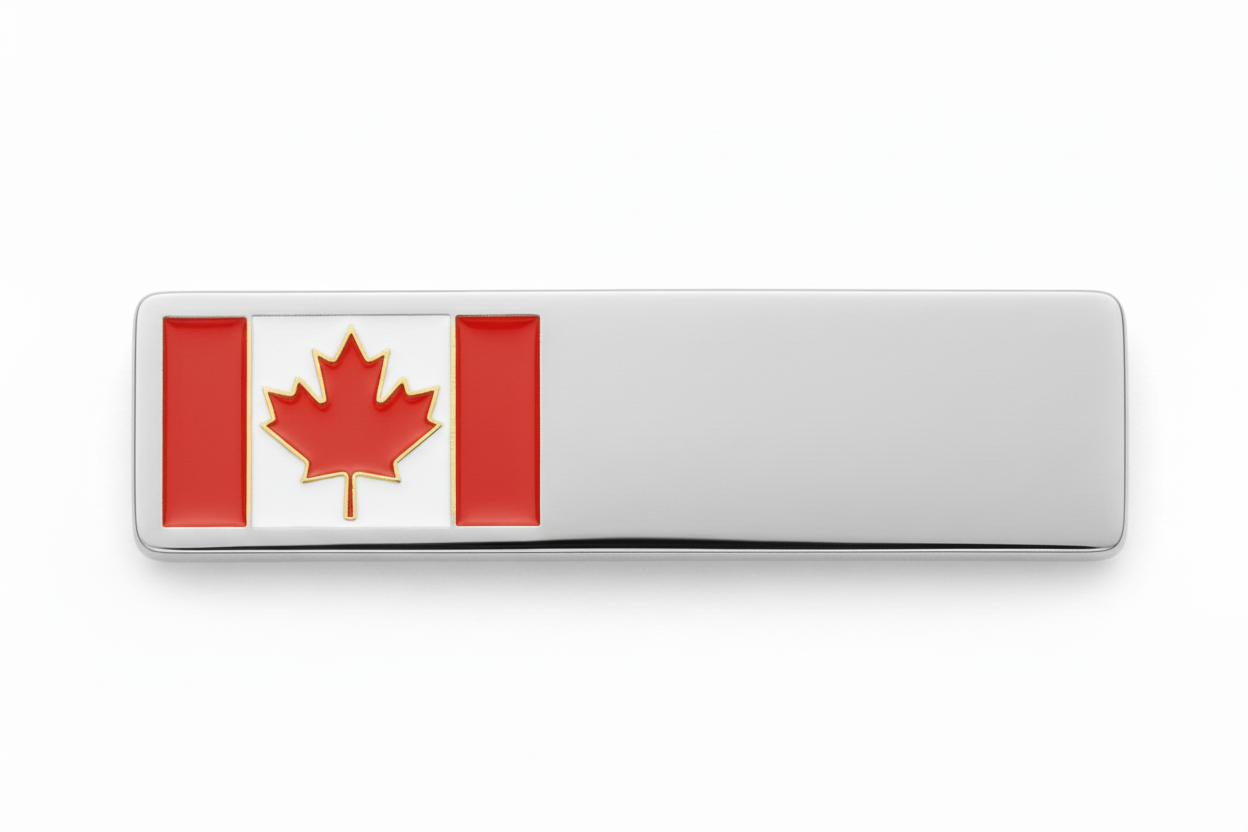 NB27S1 Canada Flag Name Bar Silver 1 Line