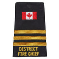 Canada Flag 3 Bar DISTRICT FIRE CHIEF Gold Slip-Ons - EF112C3G