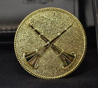 2 x Tumpet Gold Cap Badge