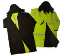 Reversible Safety Long Rain Coat Fluorescent Lime Yellow