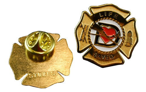 LIFE SAVED Maltese Cross Gold Pin