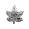 Maple Leaf Medium Sew On Silver Pin 5/8"