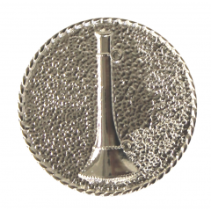 LARGE 1-Trumpet Solid Pin Silver