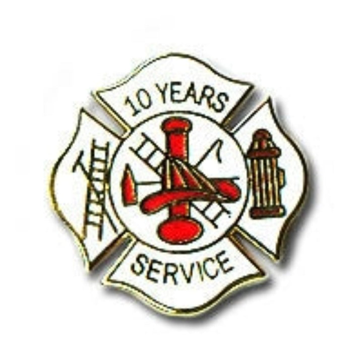 10 Yrs White Fire Service Pin - LF426G