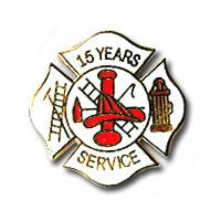 15 Yrs White Fire Service Pin - LF427G