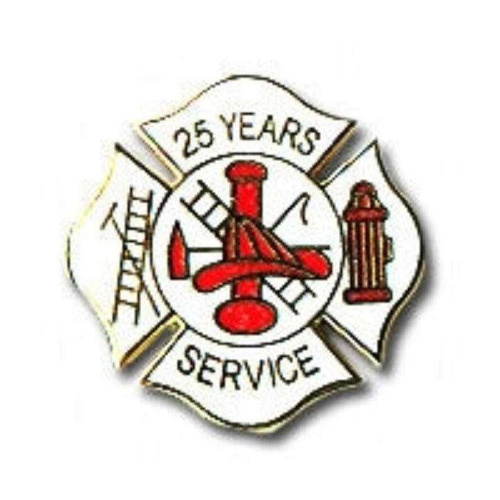 25 Yrs White Fire Service Pin - LF429G