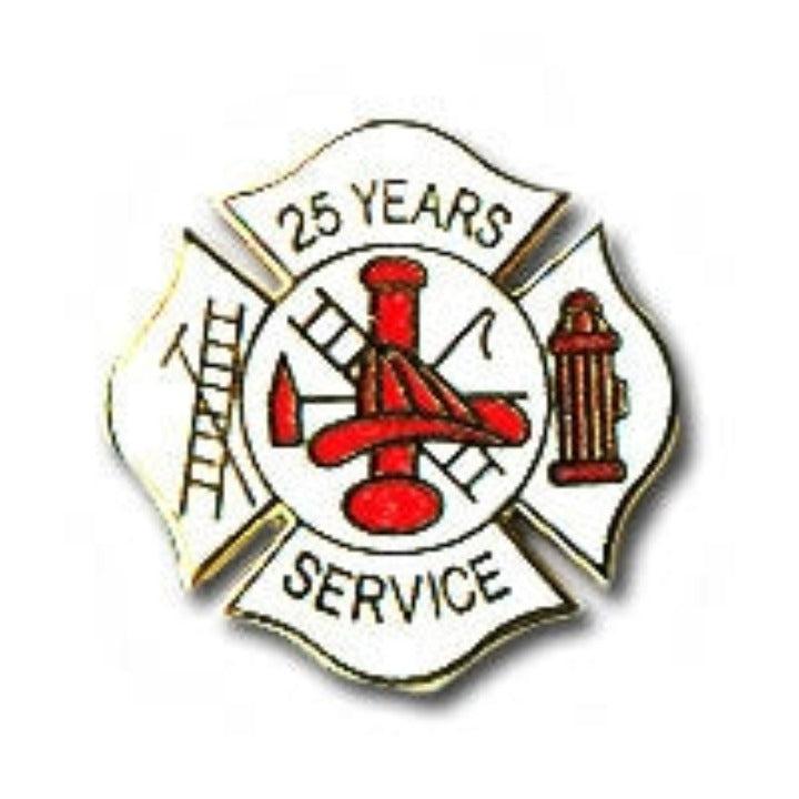 LF429G 25 Yrs White Fire Service Pin