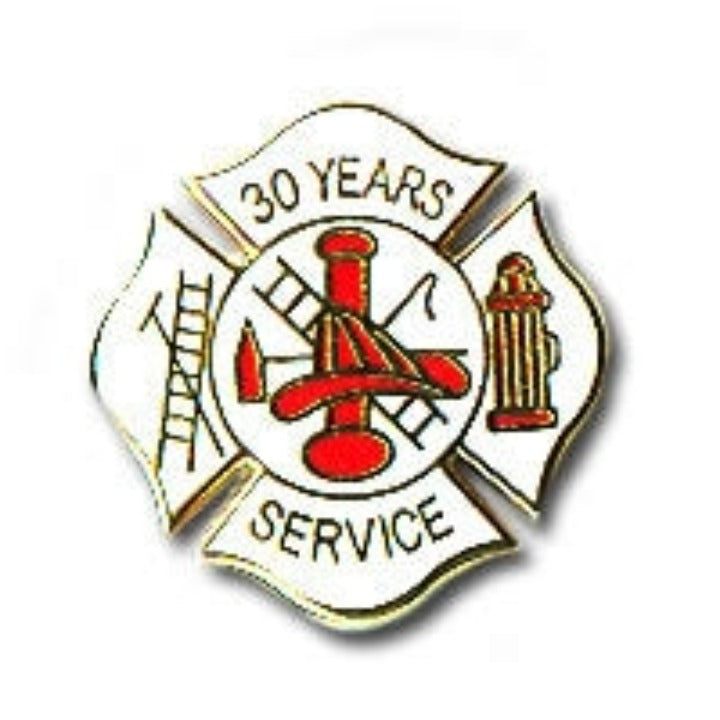 30 Yrs White Fire Service Pin - LF430G