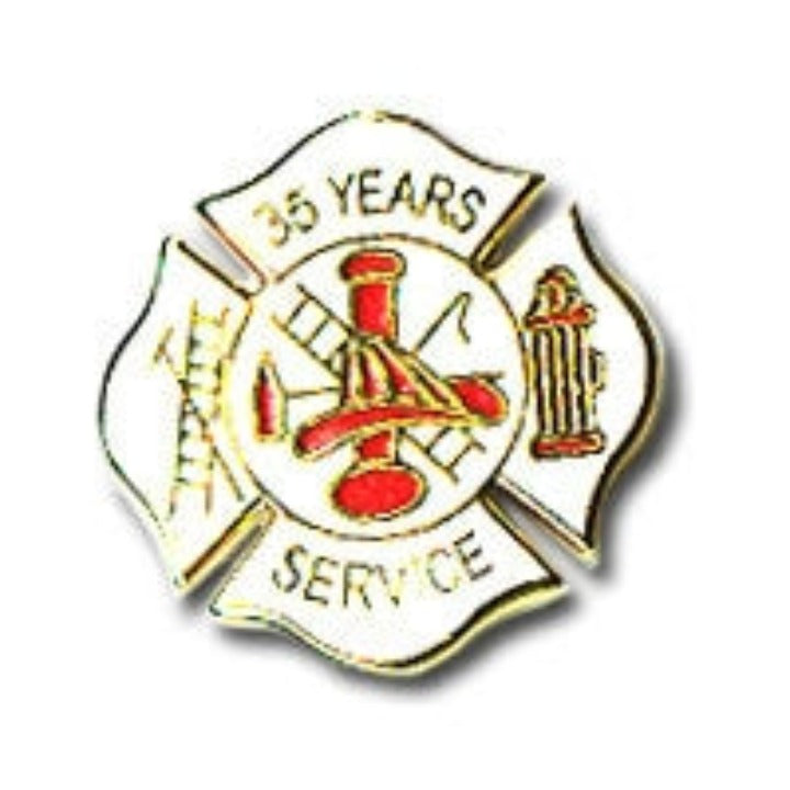 35 Yrs White Fire Service Pin - LF431G