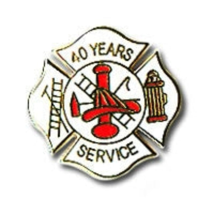 40 Yrs White Fire Service Pin - LF432G