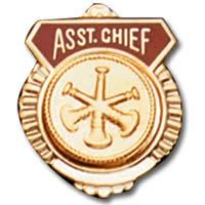 Assistant Chief 3x Trumpet Gold/Red Pin