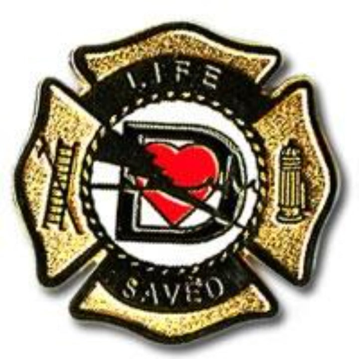 LIFE SAVED Maltese Cross Gold Pin