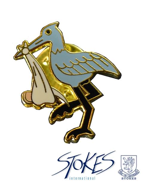 Blue or Pink STORK Bird Pins - LF52
